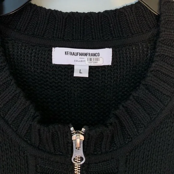 KaufmanFranco Black Zip Knit Cardigan Jacket - Picture 8 of 10